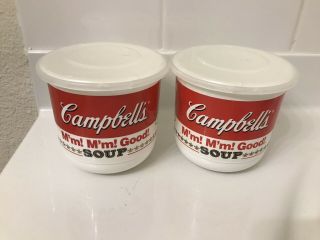 2 Vtg 1992 Anchor Hocking Campbell’s Soup Plastic Microwaveable Cups/mugs/bowls
