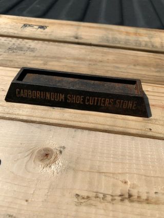 Vintage Cast Iron Carborundum Shoe Cutters Stone Holder Display Old Advertising