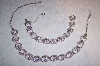 Vintage Sarah Coventry Enchantress Rhinestone Necklace And Bracelet Set