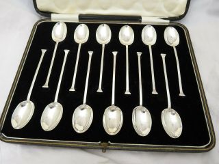Set Of 12 Solid Sterling Silver Tea Spoons Sheffield 1929 Horse Shoe Nail
