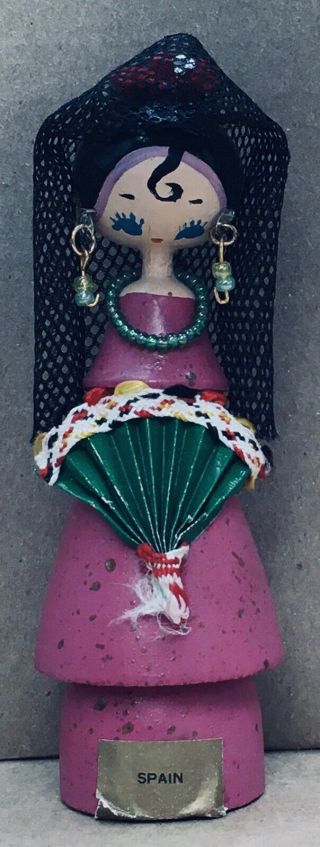 Vintage Spain It’s A Small World Disneyland Souvenir Wood Doll Wooden 5/6