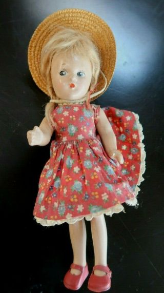 Vintage Madame Alexander Composition Doll 9 " Wearing Tagged Clothing