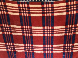 Vintage Beacon Cotton Camp Blanket red Blue White Design Reversible 60 