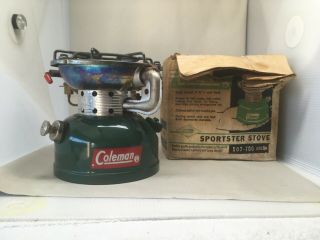 Vintage Coleman Sportster 502 Camp Stove Dated 6 - 63 Good Stove Fits In Hand