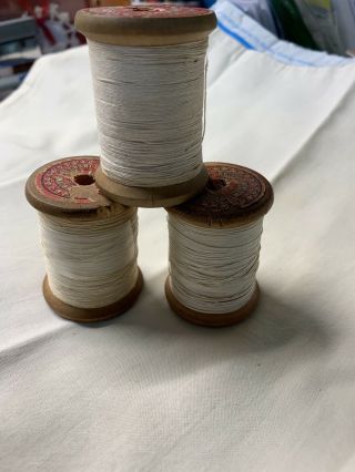 3 Spools Of Vintage Pure Linen Thread