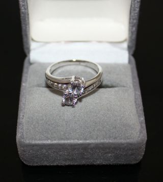 1972 Vintage 14k White Gold Ring w/ 12 diamonds Size 8 Total Diamond Wt 0.  25 2