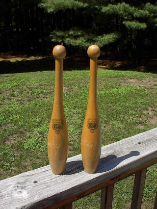Spalding Antique Vintage Gold Medal Indian Exercise Clubs (pair)