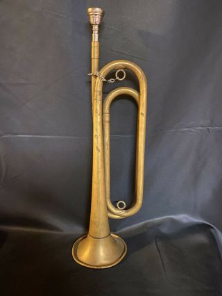 Vintage U.  S.  Regulation Brass Bugle With Mouthpiece