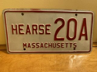 Massachusetts Low Number Hearse License Plate Rare 1973 - 1981 20a Gem