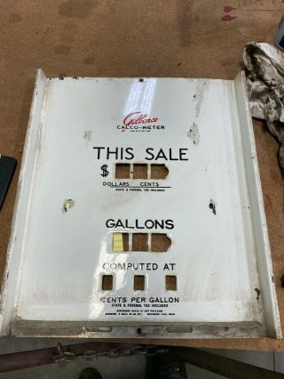 Antique Pump Faceplate,  Says Gilbarco Calco - Meter,  Old Gas Plump Part (item 75)
