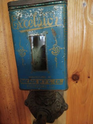 Antique Arcade Excelsior Coffee Grinder,  Wall Mount