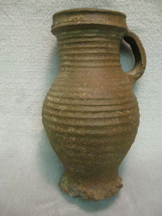 Antique Very Early German Proto Stoneware Jug - Circa 1300 - 1350 - Siegburg