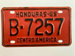 1965 Honduras Motorcycle License Plate All Paint Great Colors
