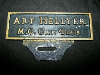 Vintage Art Hellyer Mg Car Club Badge - Plate Topper Emblem