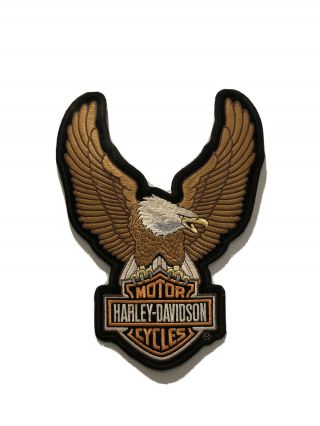 Harley Davidson Brown Up - Wing Eagle Patch 10 1/2 " X 7 3/4 " Bar Shield L@@k