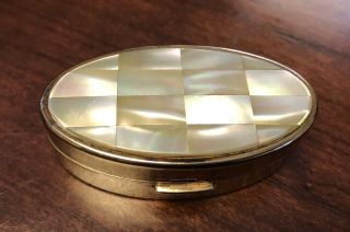 Vintage Mother Of Pearl Max Factor Lipstick Compact W/mirror - Made In England