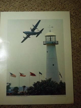 Vintage Lithograph Us Air Force Photo Wc - 130 Weather Reconnaissance Ken Hackman