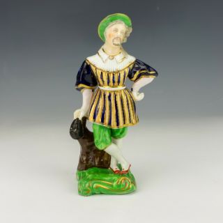 Antique Staffordshire Pottery - Semi - Porcelain Actor Figure - Unusual