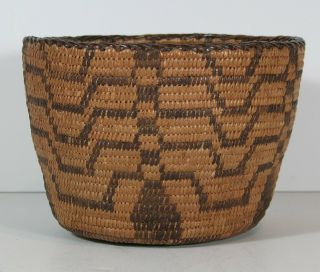 Ca1900 Native American Pima Indian Hand Woven Basket / Bowl With Decoration 1