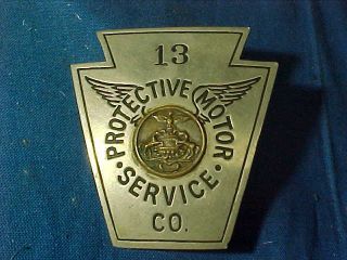 Orig 1930s Protective Motor Service Co Employee Cap Badge Pin