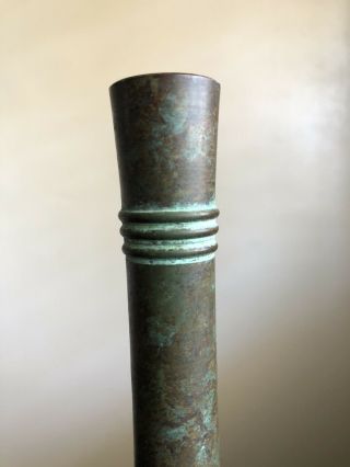 Fine SIGNED Meiji Antique Japanese Bronze Bizen Long Neck Bottle Vase Art 2