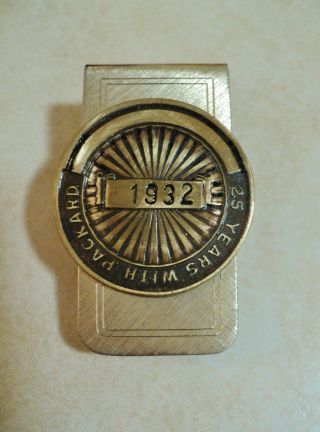 Packard Motor Car 1932 Vintage Money Clip 25 Year Emblem Coin Badge