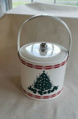 Vintage Georges Briard Vinyl Ice Bucket Christmas Tree & Sleigh With Horses