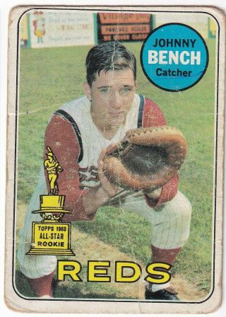 Johnny Bench Topps 1969 95 Vintage 1968 All Star Rookie Baseball Card Poor