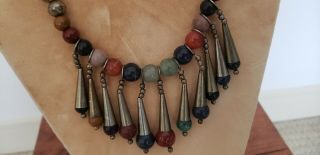 Vintage Tribal/Ethnic necklace with Silver and Natural Stones Beads 2