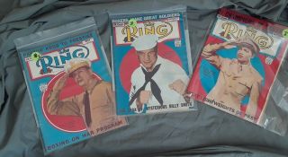 Vintage Ring Boxing Magazines May 1942,  Aug 43 Sept 43 Wwii Covers