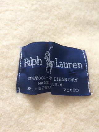 Vintage Ralph Lauren 100 Wool Camp Blanket Made In USA Size 70 x 90 2