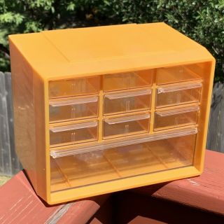 Vintage Akro - Mils Cabinet 10 Small Drawer Yellow Plastic Storage Parts Cabinet 2