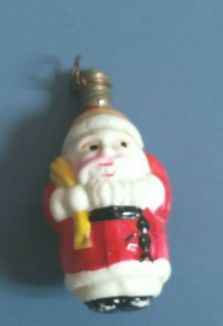 Vtg Milk Glass Santa Claus Figure Christmas Light Bulb Ornament