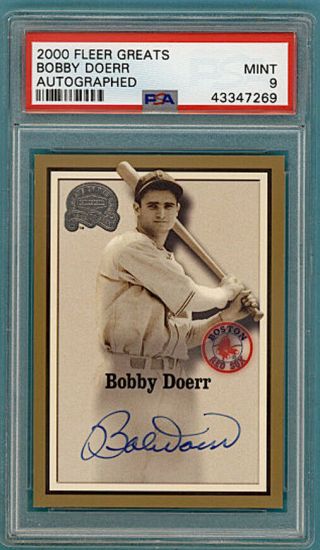 2000 Fleer Greats Bobby Doerr Auto Issue - Psa 9 Red Sox Pop 1