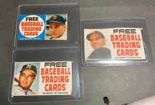 1960s 1961 1962 1963 Post Cereal Baseball Card Box Panel Ads Killebrew Mathews