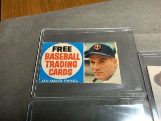 1960s 1961 1962 1963 POST CEREAL Baseball CARD BOX PANEL Ads Killebrew Mathews 2
