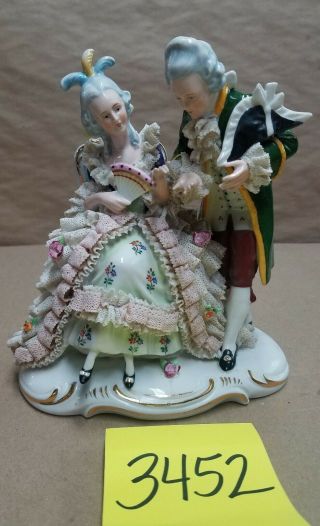 Vintage Erphila Dresden Lace Art Porcelain Man Courting Lady 8 " German Germany