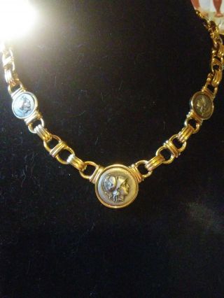 Vintage Gold Filled 18 " Cameo Spartan Necklace Signed Tg