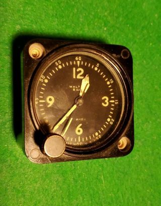 Waltham Aircraft Clock,  A - 11,  Model 22809,  For " Parts ",  Not Running