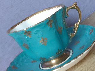 Antique England Blue And Gold Bone China Tea Cup Teacup And Saucer
