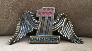 Vintage Old Harley Davidson Motorcycles Number 1 Wings Bronze Toned Belt Buckle