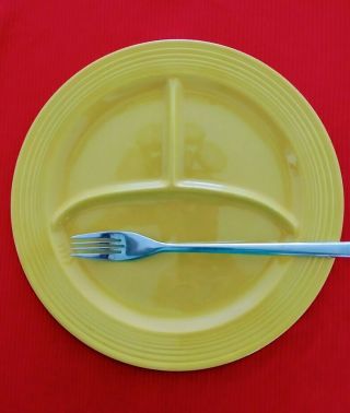 Vintage Fiestaware Divided 10 1/2 " Dinner Plate Yellow Glaze