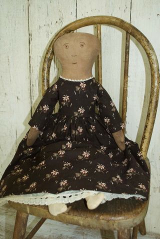 Old Cloth Doll Body,  Early Brown Madder Fabric,  Primitive,  Old Textile,  Rag Doll