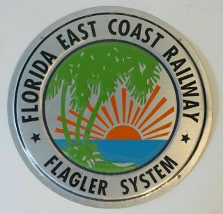 Metal Sign Florida East Coast Railway Flagler System Train Railroad Beach Sunset