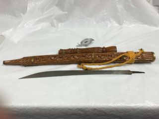 Vintage Thailand Hand - Carved Teakwood Sword