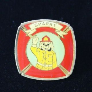 Vintage Sparky Fire Dog Lapel Pin Fireman Forest Fire Prevention