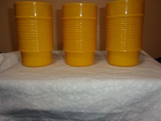 Set Of 3 Vintage Stack Able Yellow Rubbermaid Glasses 12oz 7 - 7/8 " Tall