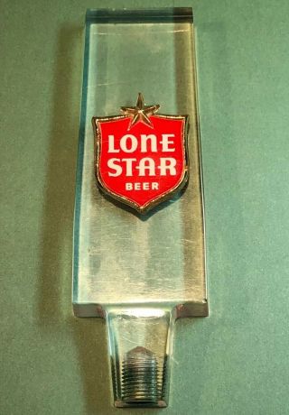 Vintage Lone Star Beer Tap Handle - Clear Acrylic 5 - 3/4 "