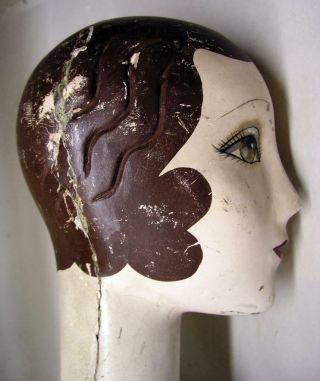 Vintage Mannequin Female Torso Head Deco 1920 ' s Flapper Dress Store Counter Top 3