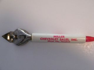 Vintage Advertising Bottle Opener Miller Chevrolet Sales Ellicott City,  Md